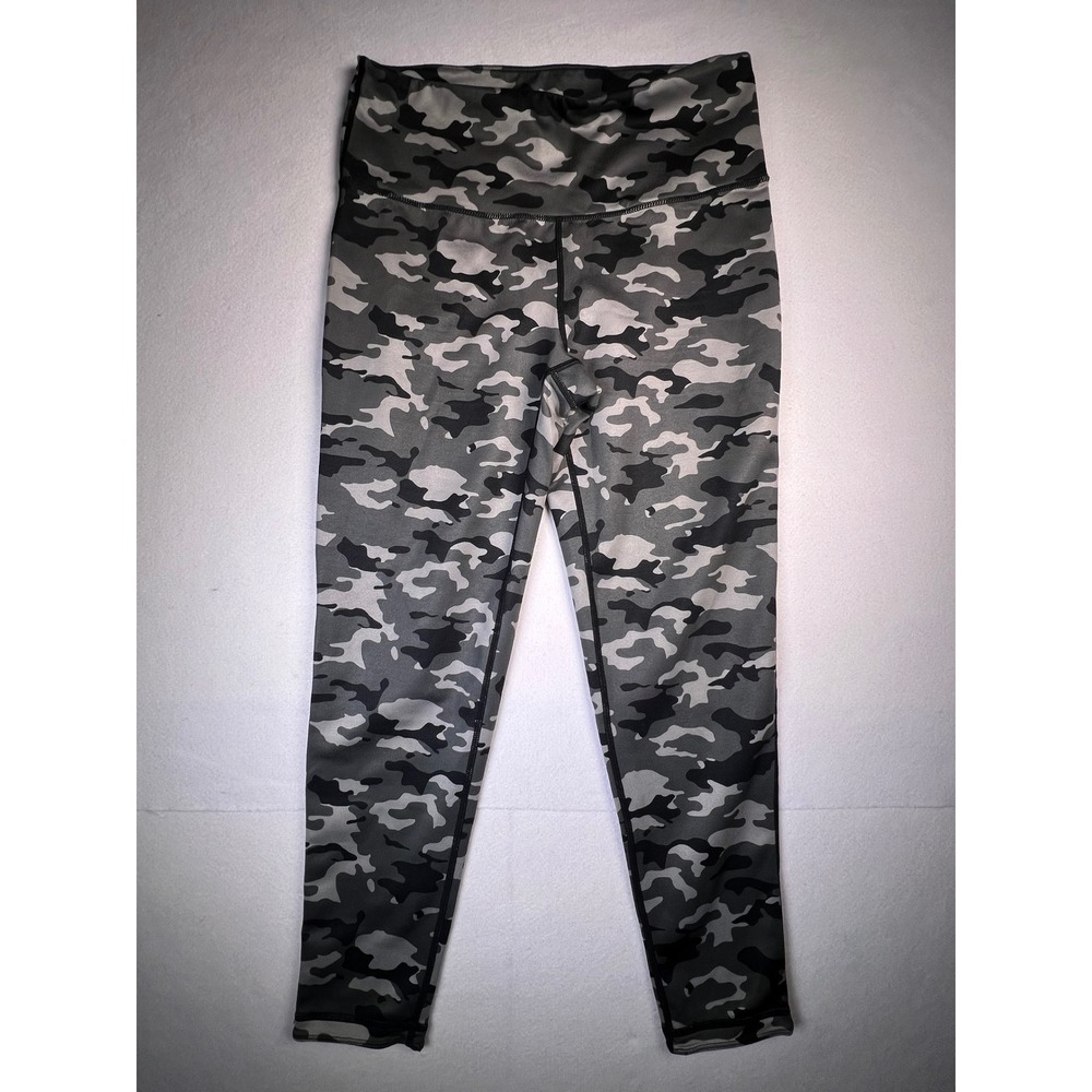 Womens High Waisted Camo Athletic Leggings Gray Black Camouflage Yoga Pants